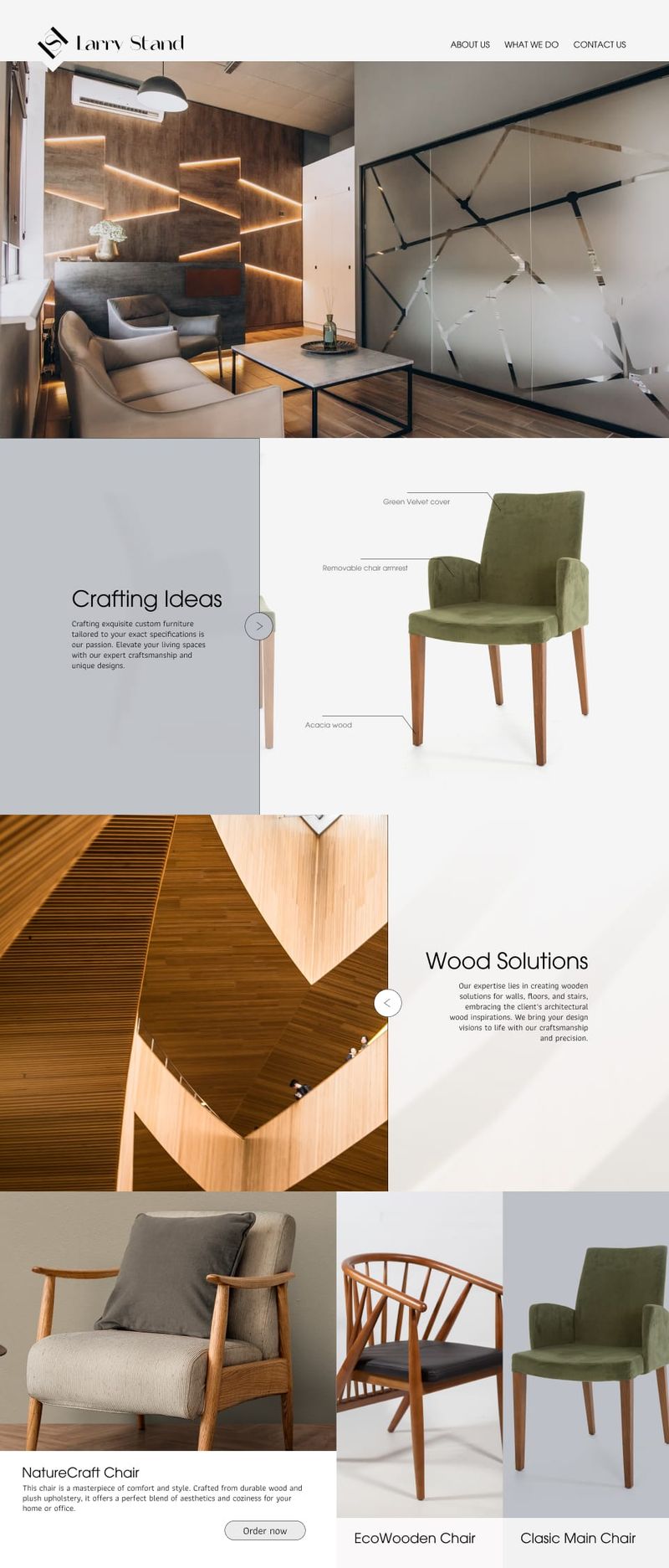 Larry Stand: the site, wood carries the story