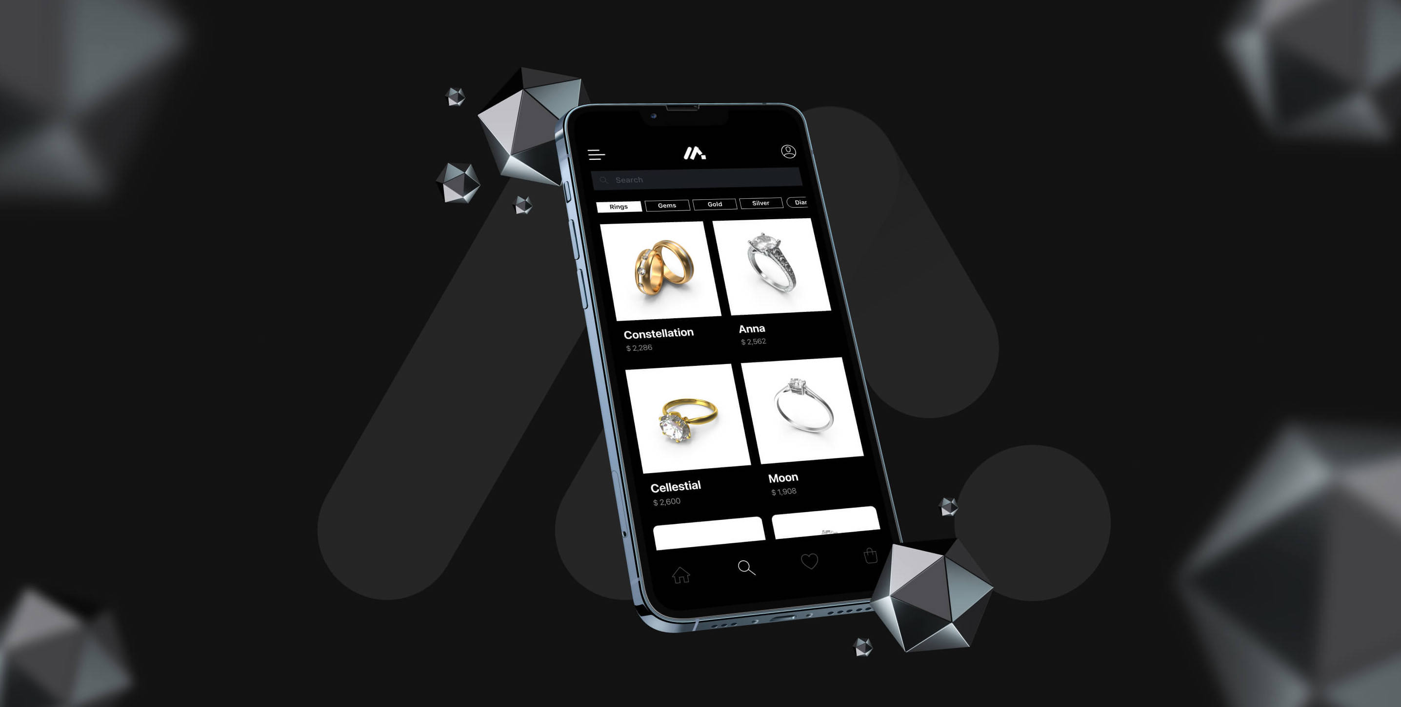 Moment: jewelry in dark glass
